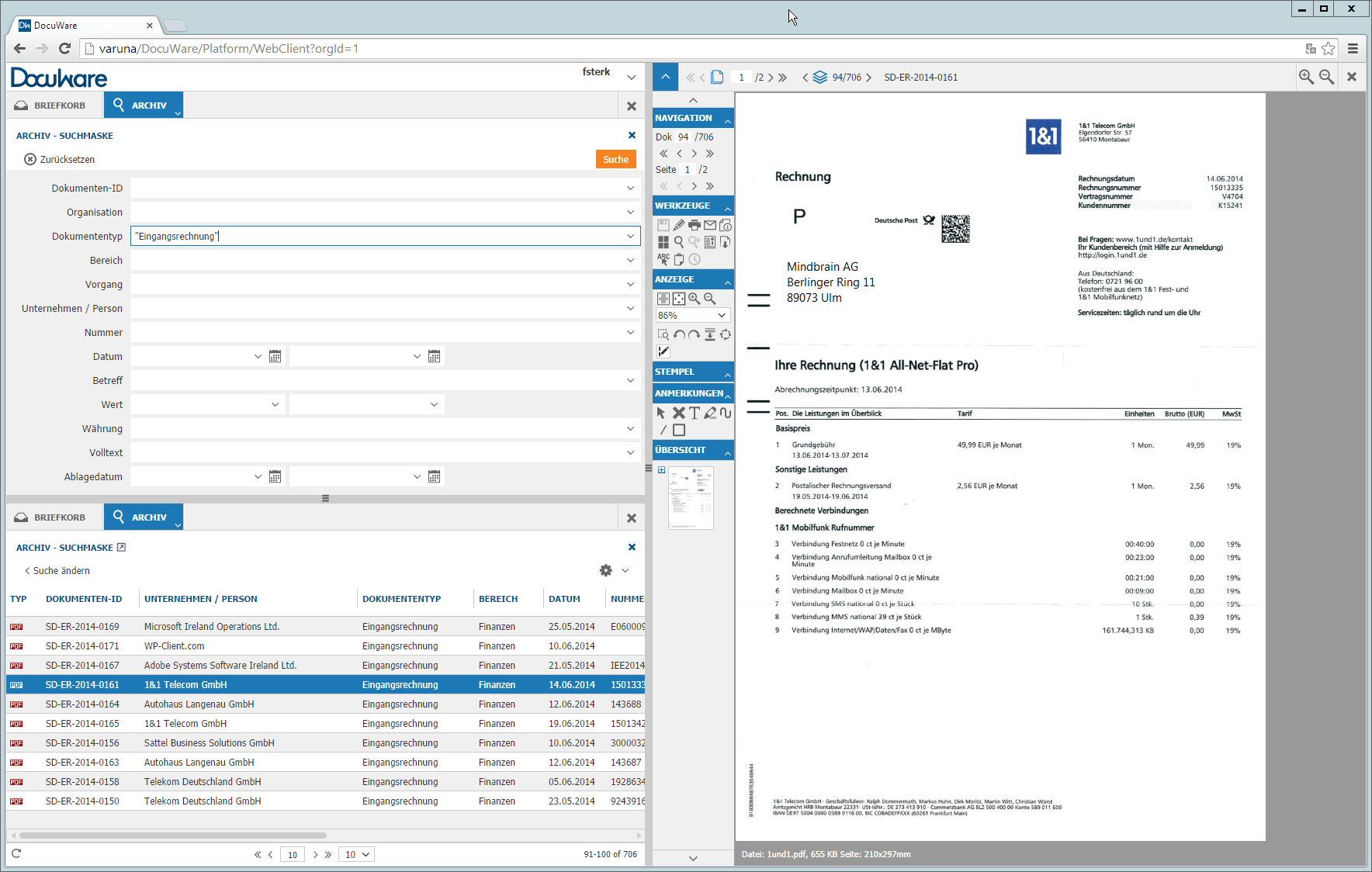 DocuWare-Screenshot